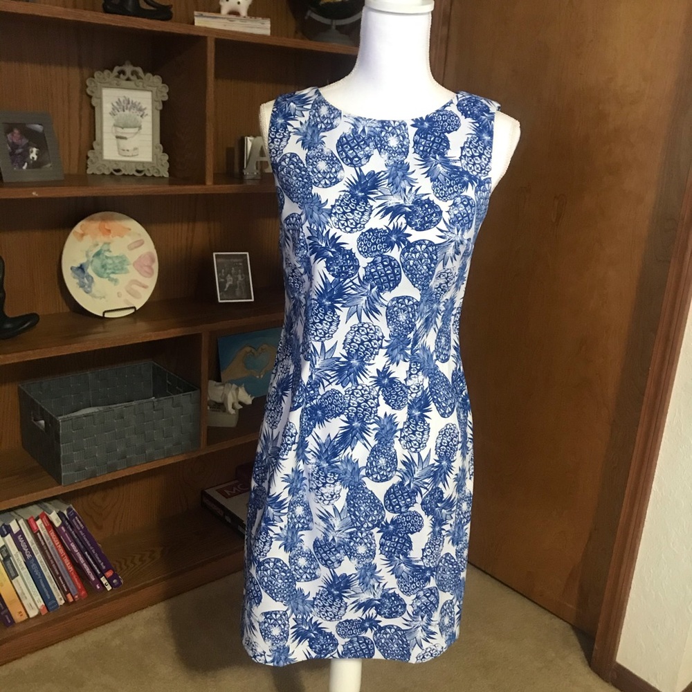 Blue pineapple Hawaii luau sheath dress
